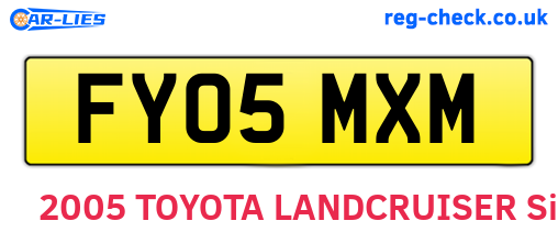 FY05MXM are the vehicle registration plates.