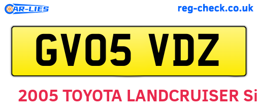 GV05VDZ are the vehicle registration plates.