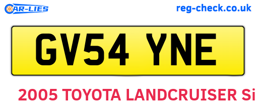 GV54YNE are the vehicle registration plates.