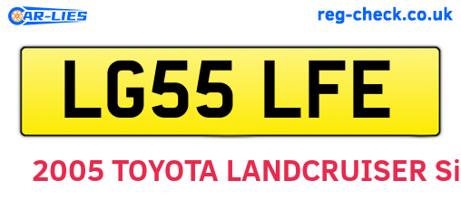 LG55LFE are the vehicle registration plates.