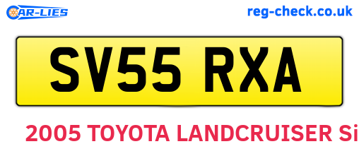 SV55RXA are the vehicle registration plates.