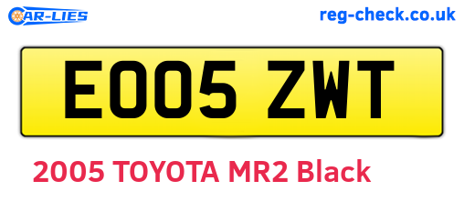 EO05ZWT are the vehicle registration plates.