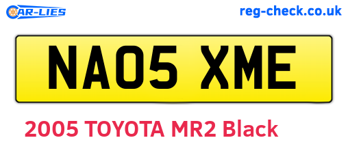 NA05XME are the vehicle registration plates.