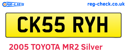 CK55RYH are the vehicle registration plates.
