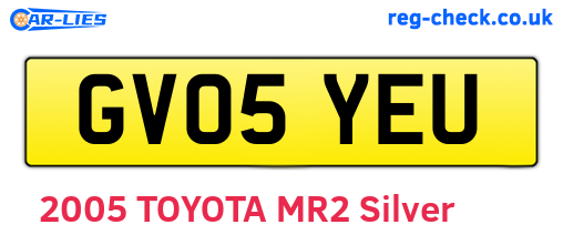 GV05YEU are the vehicle registration plates.