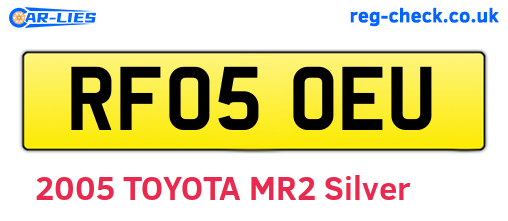 RF05OEU are the vehicle registration plates.