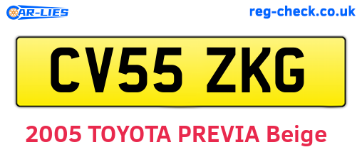CV55ZKG are the vehicle registration plates.