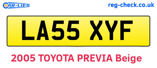 LA55XYF are the vehicle registration plates.