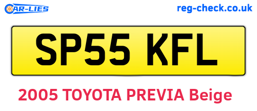 SP55KFL are the vehicle registration plates.