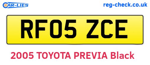 RF05ZCE are the vehicle registration plates.