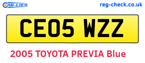 CE05WZZ are the vehicle registration plates.