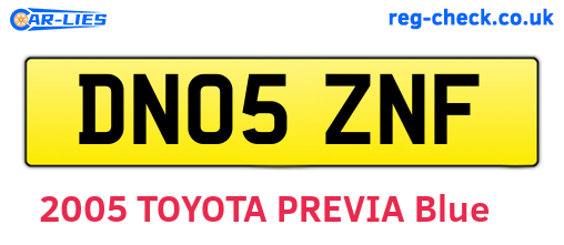DN05ZNF are the vehicle registration plates.