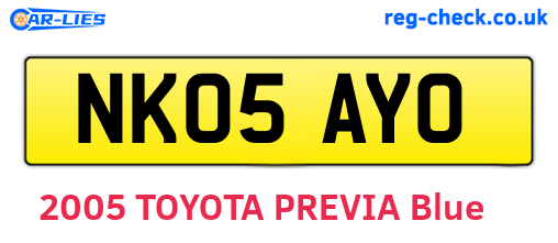 NK05AYO are the vehicle registration plates.