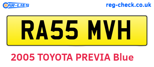 RA55MVH are the vehicle registration plates.