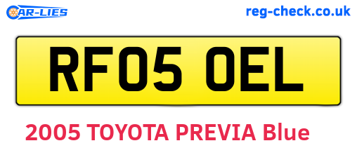 RF05OEL are the vehicle registration plates.