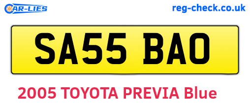 SA55BAO are the vehicle registration plates.