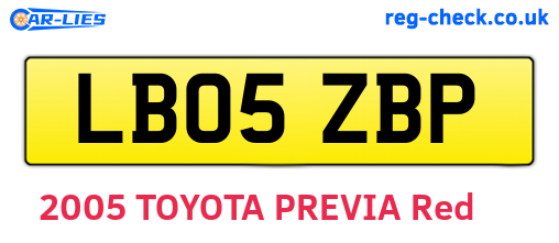 LB05ZBP are the vehicle registration plates.