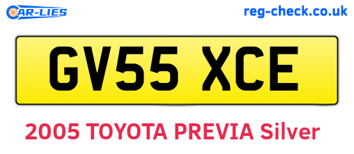 GV55XCE are the vehicle registration plates.
