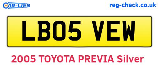 LB05VEW are the vehicle registration plates.