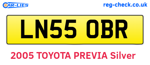 LN55OBR are the vehicle registration plates.