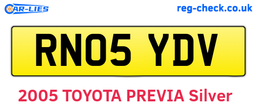 RN05YDV are the vehicle registration plates.
