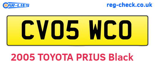 CV05WCO are the vehicle registration plates.