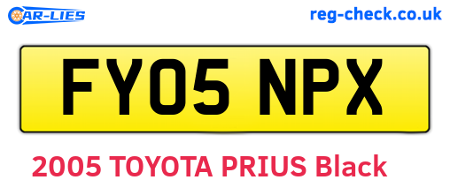 FY05NPX are the vehicle registration plates.