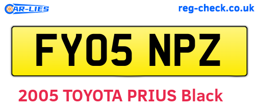 FY05NPZ are the vehicle registration plates.