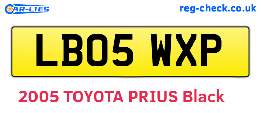 LB05WXP are the vehicle registration plates.