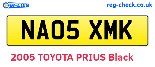 NA05XMK are the vehicle registration plates.