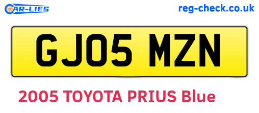 GJ05MZN are the vehicle registration plates.