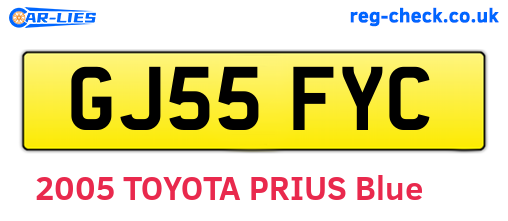 GJ55FYC are the vehicle registration plates.
