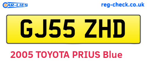 GJ55ZHD are the vehicle registration plates.