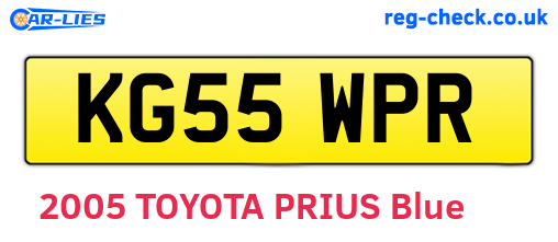 KG55WPR are the vehicle registration plates.