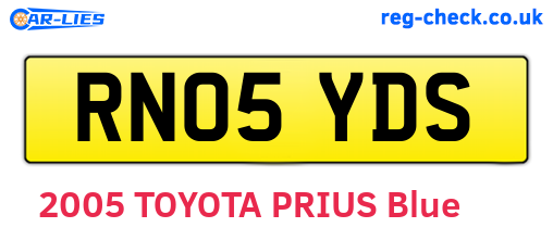 RN05YDS are the vehicle registration plates.