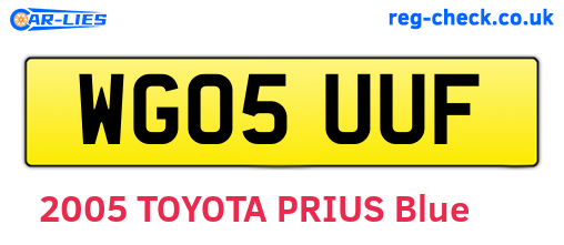 WG05UUF are the vehicle registration plates.