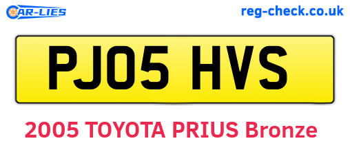 PJ05HVS are the vehicle registration plates.