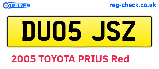 DU05JSZ are the vehicle registration plates.