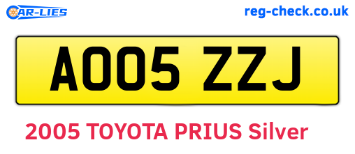 AO05ZZJ are the vehicle registration plates.