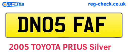 DN05FAF are the vehicle registration plates.