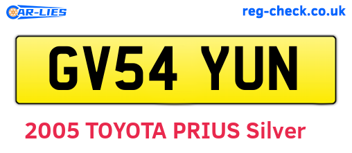 GV54YUN are the vehicle registration plates.