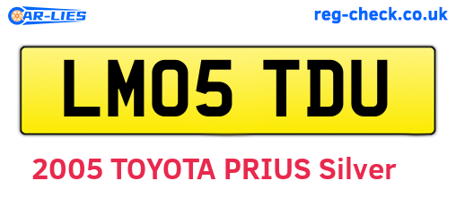 LM05TDU are the vehicle registration plates.