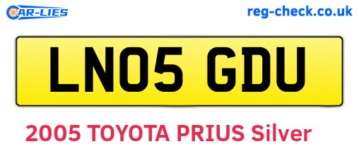 LN05GDU are the vehicle registration plates.