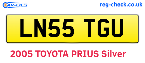 LN55TGU are the vehicle registration plates.