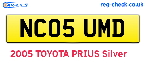 NC05UMD are the vehicle registration plates.