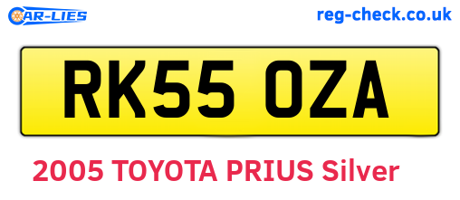 RK55OZA are the vehicle registration plates.