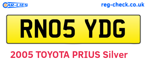 RN05YDG are the vehicle registration plates.