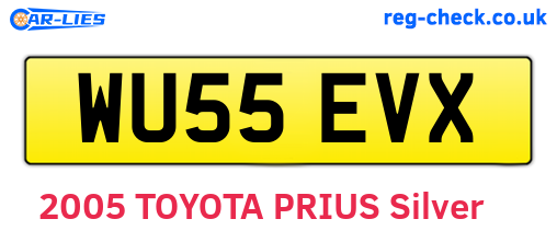 WU55EVX are the vehicle registration plates.