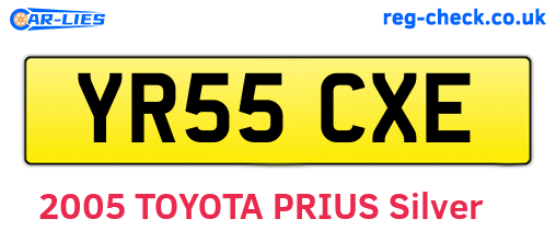 YR55CXE are the vehicle registration plates.