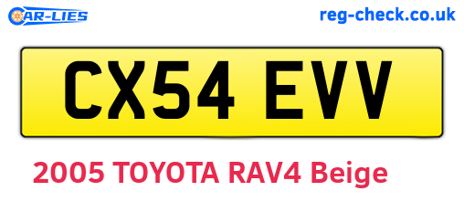 CX54EVV are the vehicle registration plates.